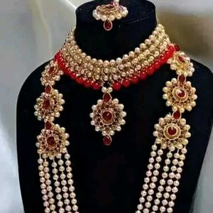Elegant Red & Gold Indian Jewelry Set