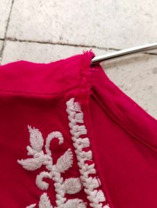 Dark Pink ( Rani)Embroidered Kurta looks Pretty