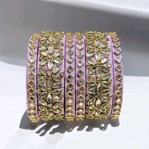 Lavender Kundan Bangles
