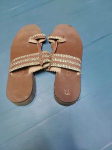 Brown Leather Chain Sandals
