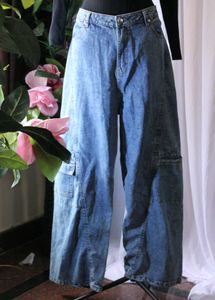 Unisex Blue Denim High Waist Baggy Jeans