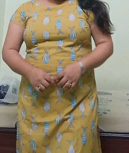 AJIO Mustard Printed Kurta