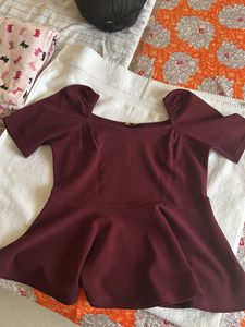 Burgundy Peplum Top