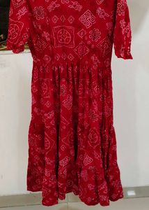Red Bandhani Print Dress