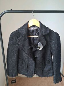 ZARA Chic Black Tweed Jacket