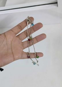 Pure Silver Payal with Colorful Beads