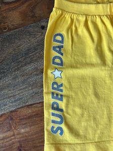 Boys Yellow &#39;Super Dad&#39; Shorts