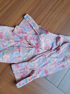 Floral Print Button-Down Shirt Bottom CordSet