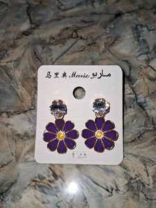 Purple Flower Earrings