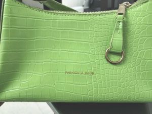Lime Green Croc Shoulder Bag