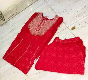 ❤️ Beautiful Red Embroidered Anarkali Gown 🌸