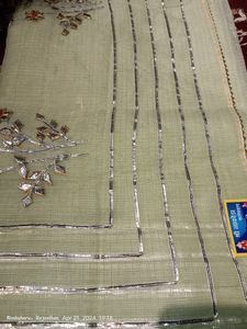 Light Green Gota Pati Cotton Saree