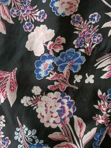 : Floral Pattern Dress And Black A Line