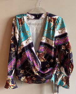 Baroque Print Wrap Top