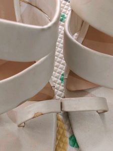 White Criss-Cross Heeled Sandals