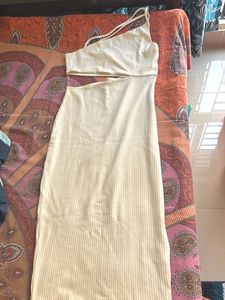 Stylish Cream Cutout Midi Dress