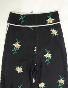 Black Wide Leg Women&#39;s Plazoo | Flower Printed