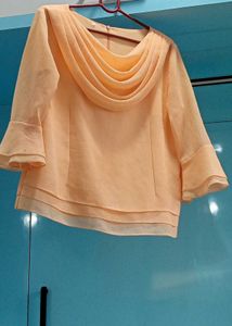 Elegant Peach Cowl Neck Top