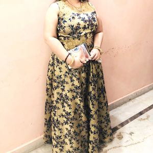 Elegant Floral Print Ethnic Gown