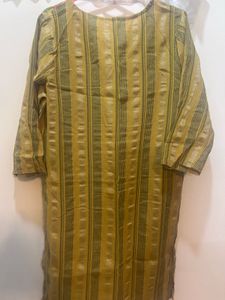 Elegant Mustard-Green Striped Kurta