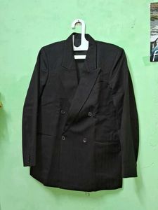 Vintage Double-Breasted Black Blazer