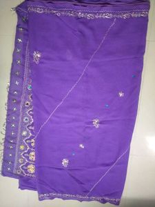 PURPLE COLOUR SAREE WITH BLOUSE