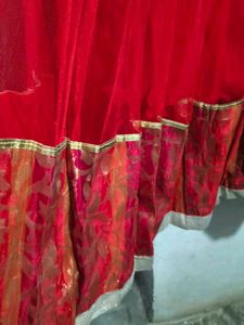 Zari Embroidery Deep Red Ethnic Skirt