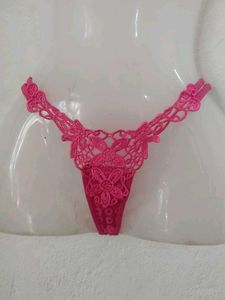Pink Floral Lace Thong