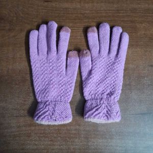 Purple Woolen Gloves