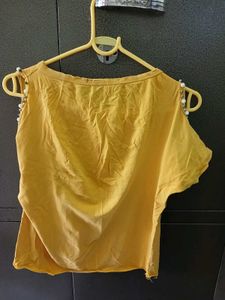 Yellow Cold Shoulder Graphic Tee