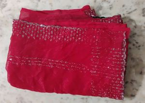 Women's Red Georgette Saree