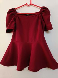 Maroon Peplum Top