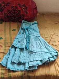 Denim Flared Skirt - One Of A Kind