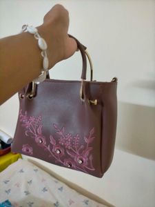 Floral Embroidered Satchel Bag