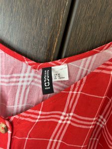 H&amp;M Red Plaid Button Dress