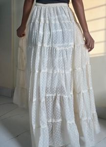 Flowy off White Tiered Maxi Skirt🤍