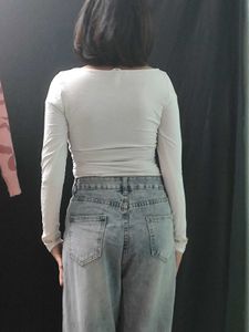 Chic White Long Sleeve Bodysuit