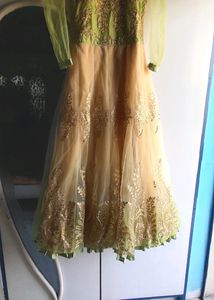 green creme gown