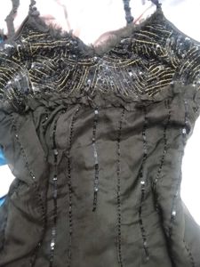 VINTAGE 90s Brown Embellished Mini Dress