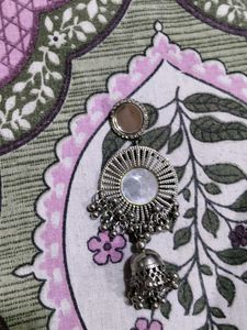 Bohemian Silver Jhumka Earrings