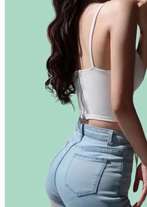 White Lace-Up Corset Top
