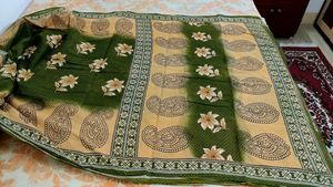 Pure Cotton Saree Olive Green