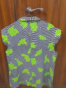 Green Leafy Print Top