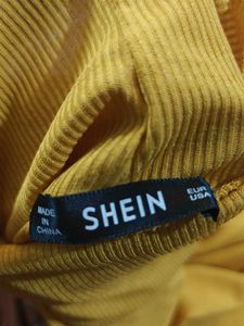 Yellow Ribbed Turtleneck Top