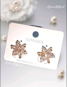 Rose-gold Floral Earrings AD