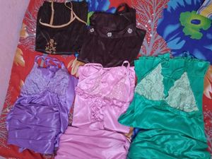 Satin Silk Gowns 2pc - 5 Available