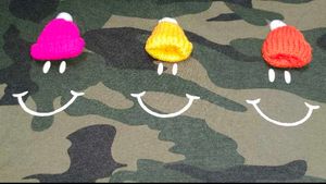Camo Hoodie with Smiley Face Details