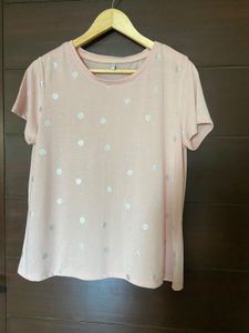 ONLY Women’s Light Pink Colour Tshirt (xl)
