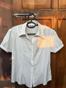 90s Inspired White Polka Dot Top