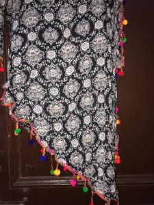 Women Pompom Top Kurta High Low